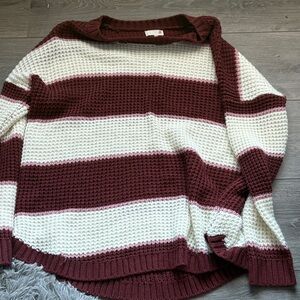 Striped Maroon and White Women's Sweater